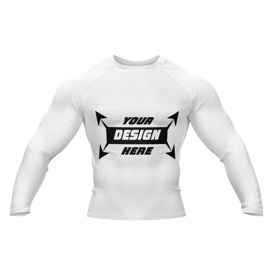 Customize Rash Guard BJJ White Full Sleeve For Men Running, Grappling & Yoga