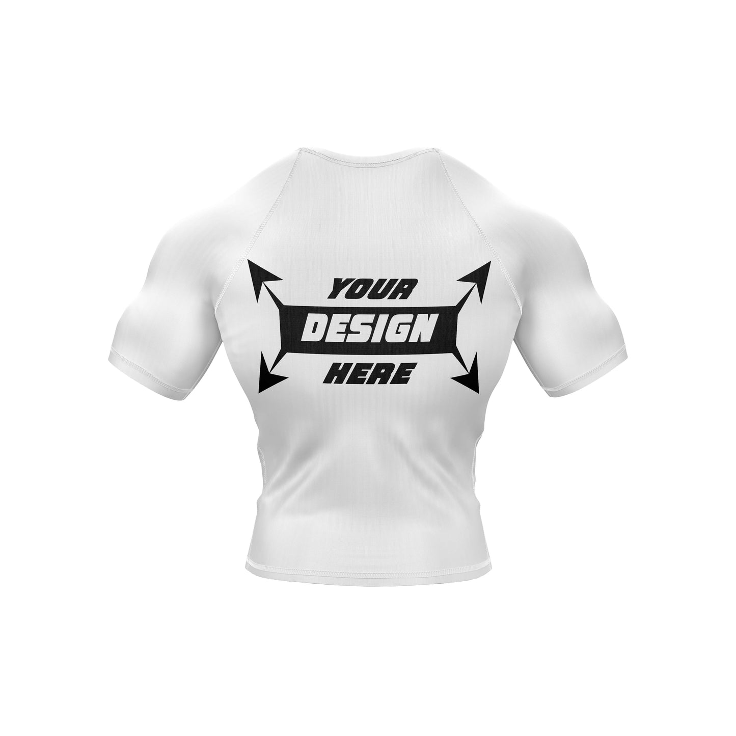 Customize Rash Guard BJJ White Body With Customize Color Half Sleeves For Men Grappling & Yoga