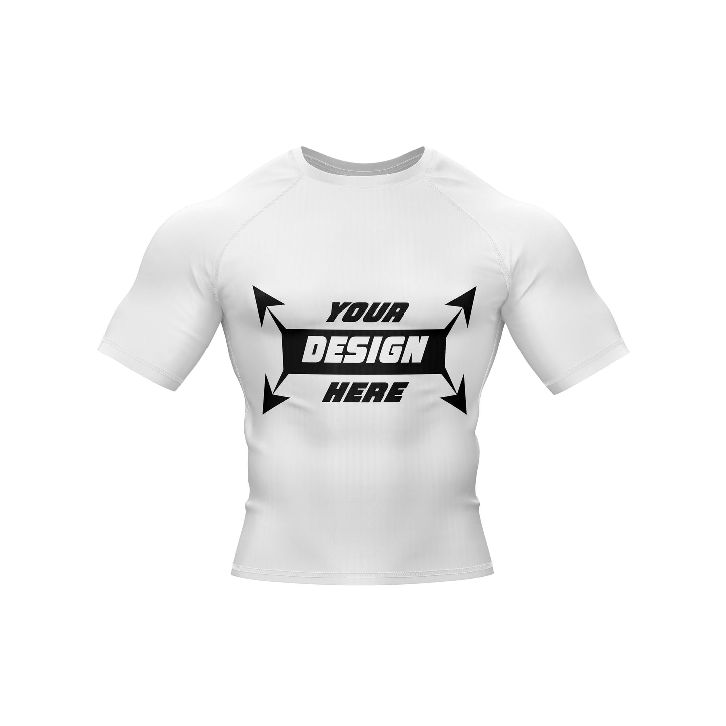 Customize Rash Guard BJJ White Body With Customize Color Half Sleeves For Men Grappling & Yoga