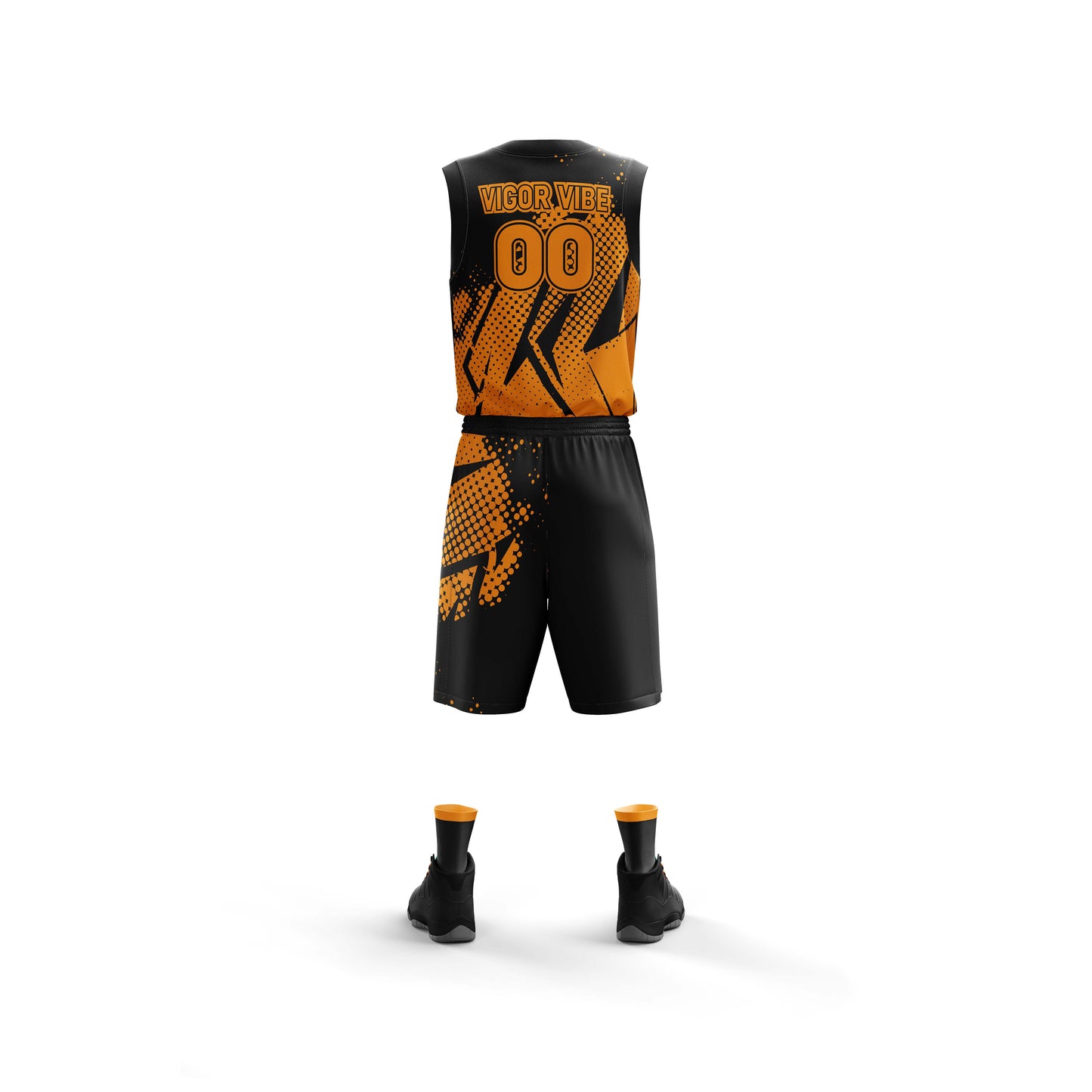 Vigor Vibe Black & Orange Basketball Uniform | Personalized designs for your Team (Basketball-003)