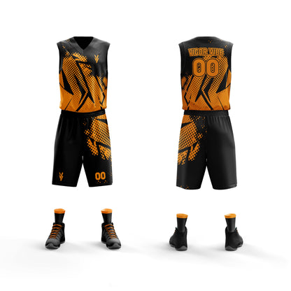 Vigor Vibe Black & Orange Basketball Uniform | Personalized designs for your Team (Basketball-003)