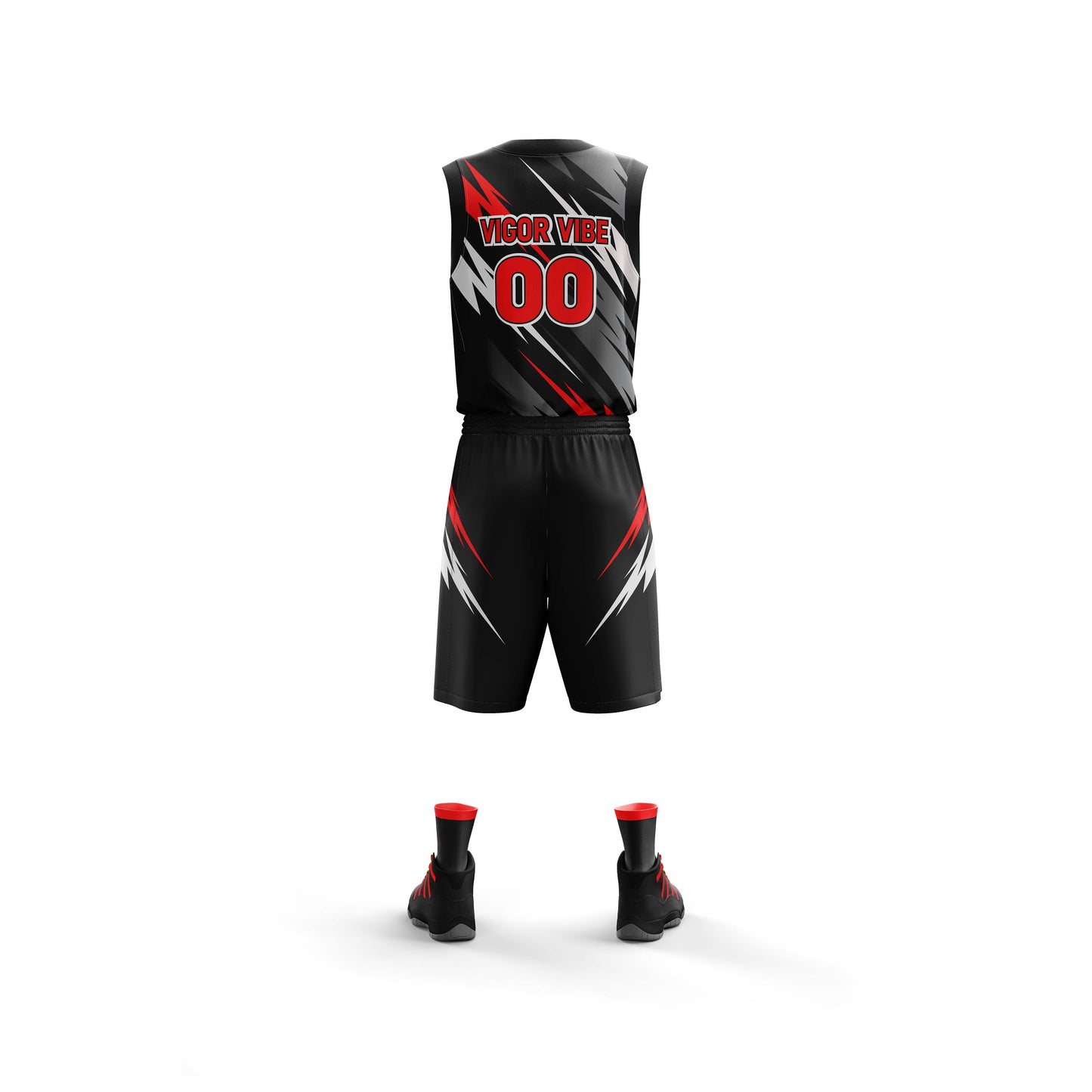 Vigor Vibe Black & Red Basketball Uniform | Personalized designs for your Team (Basketball-002)