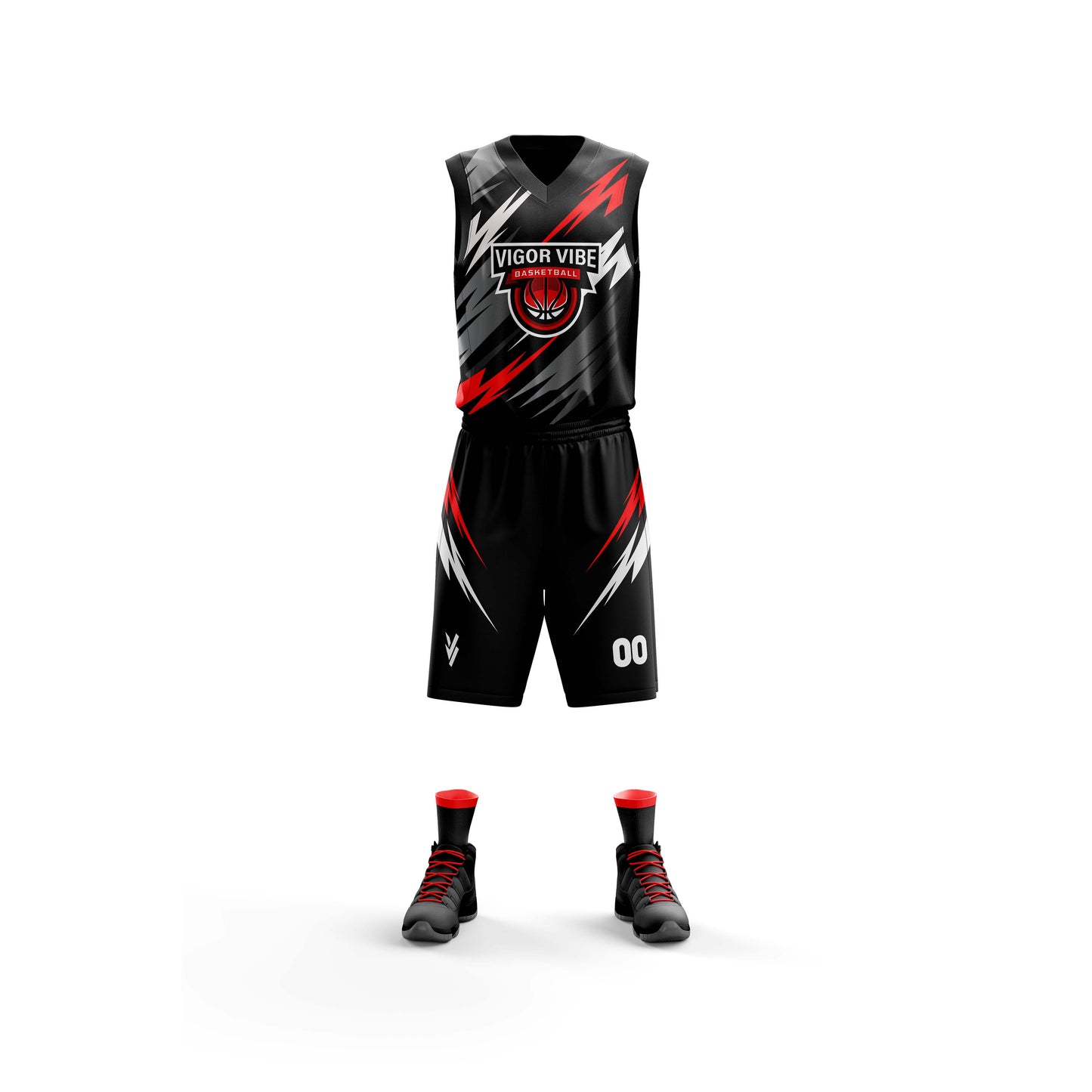 Vigor Vibe Black & Red Basketball Uniform | Personalized designs for your Team (Basketball-002)