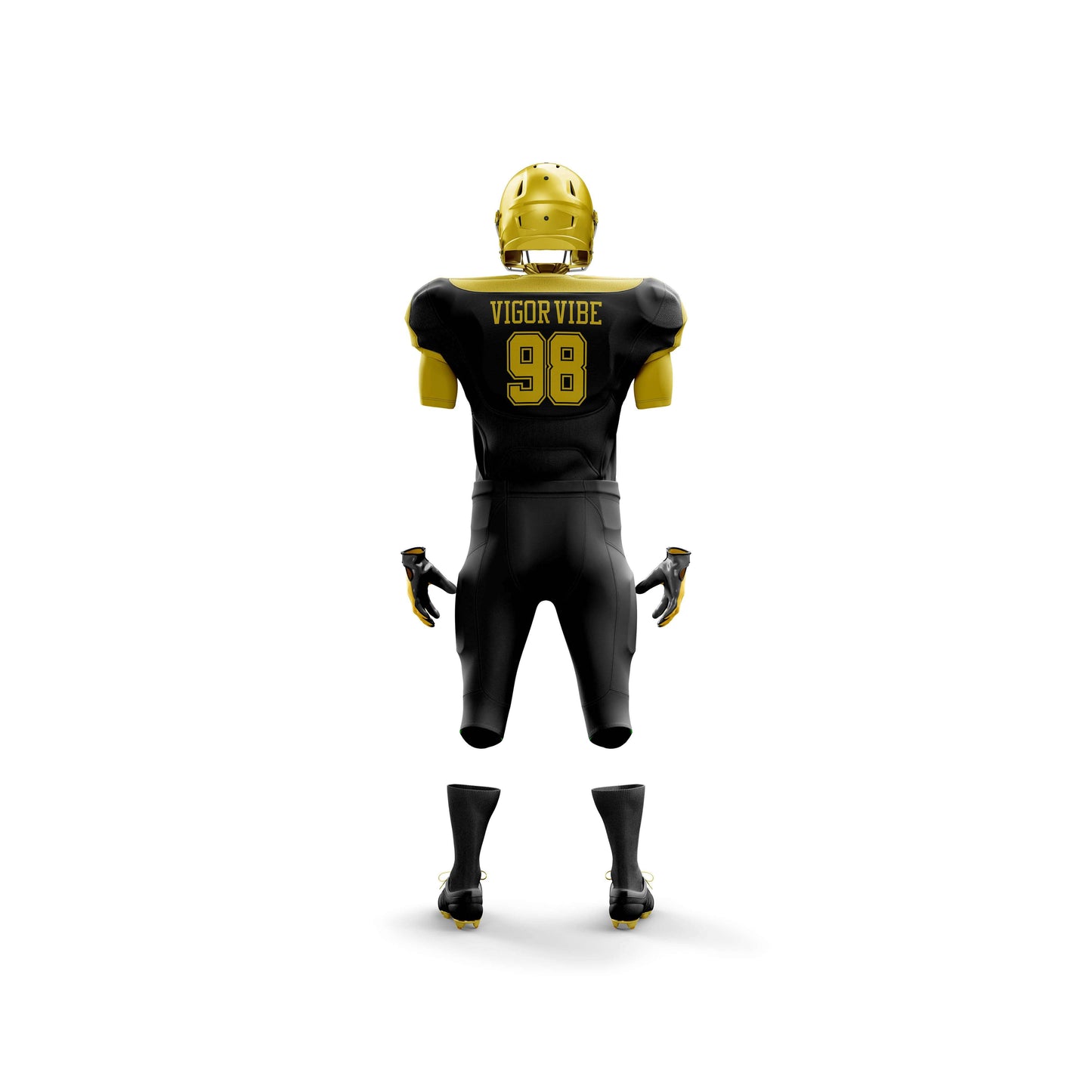 Vigor Vibe Black & Golden Football Uniform | Personalized designs for your Team (Football-001)