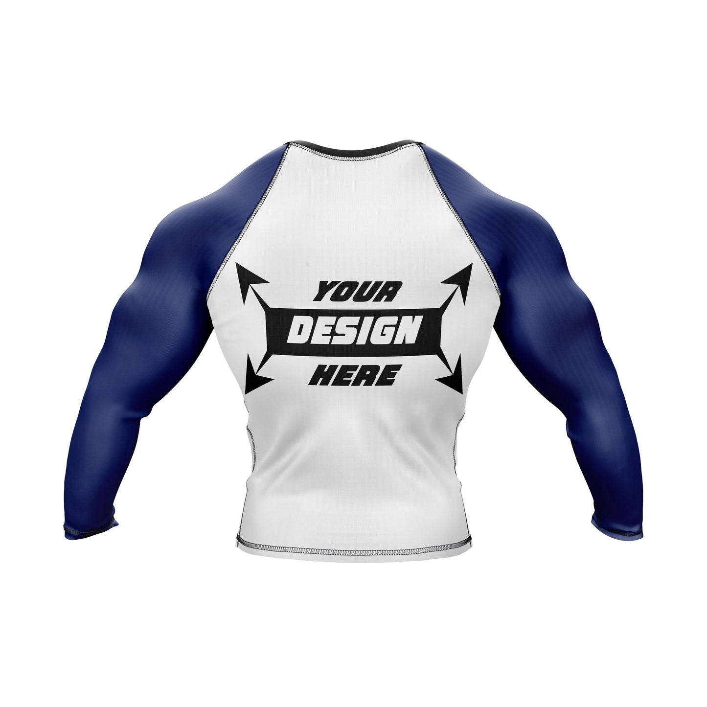 Rash Guard BJJ, weißer Body mit schwarzen Ärmeln für Männer, Grappling und Yoga