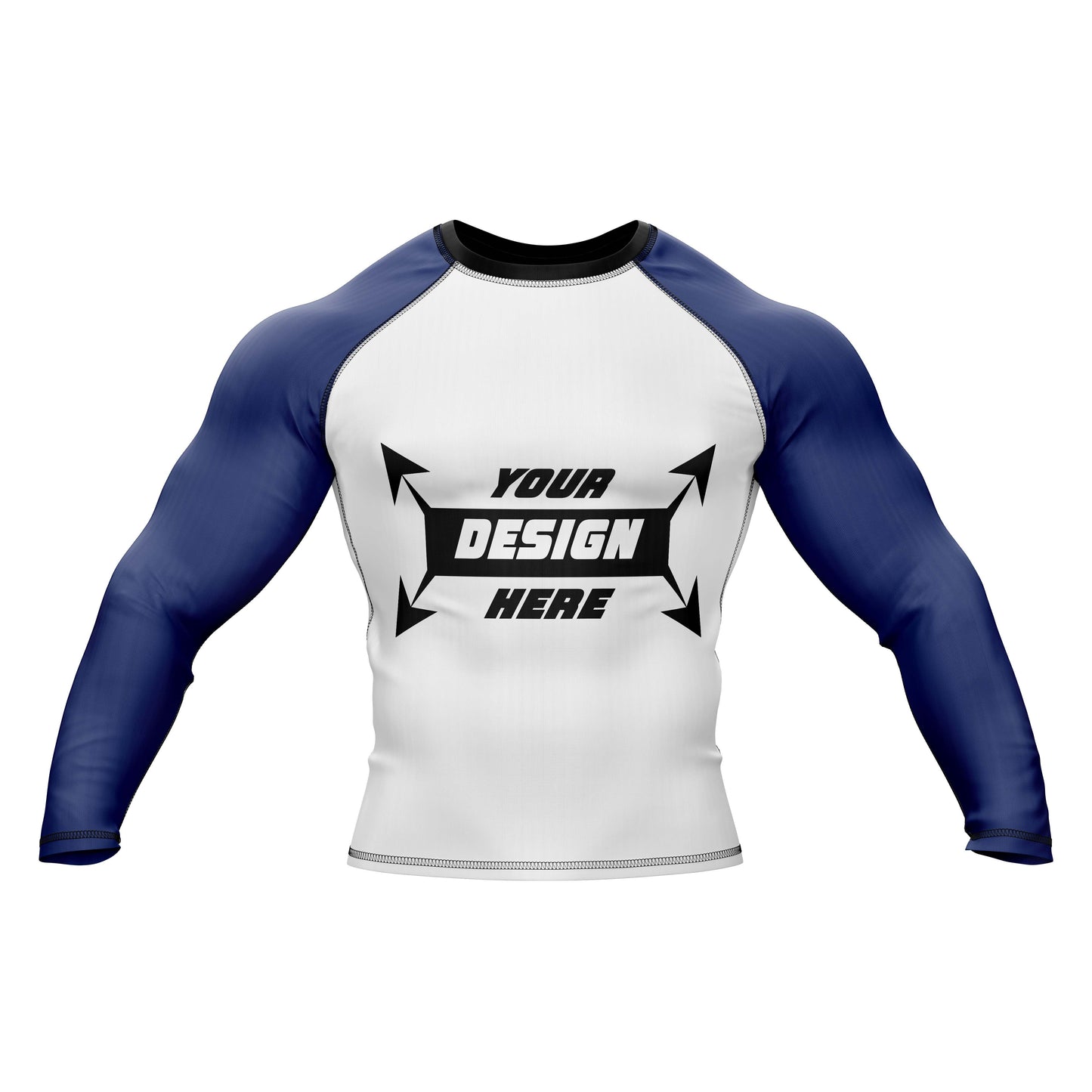 Rash Guard BJJ, weißer Body mit schwarzen Ärmeln für Männer, Grappling und Yoga