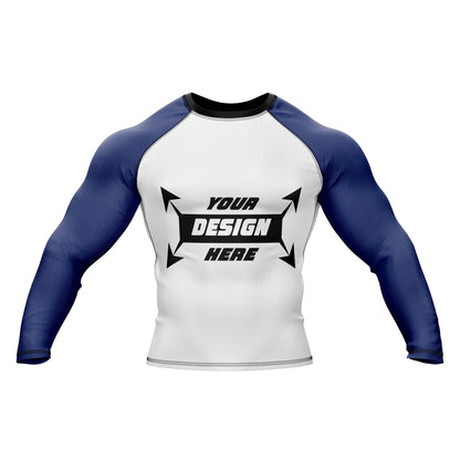 Rash Guard BJJ, weißer Body mit schwarzen Ärmeln für Männer, Grappling und Yoga