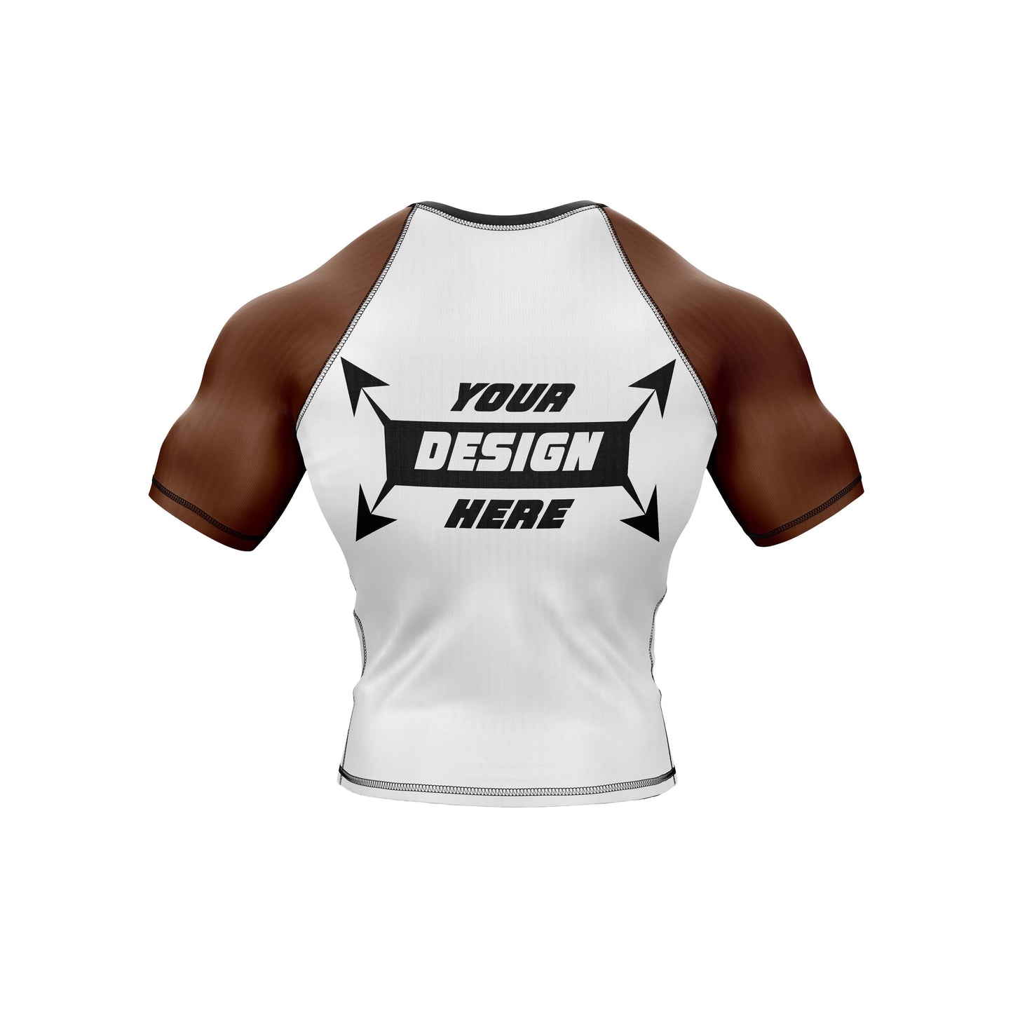 Customize Rash Guard BJJ White Body With Customize Color Half Sleeves For Men Grappling & Yoga