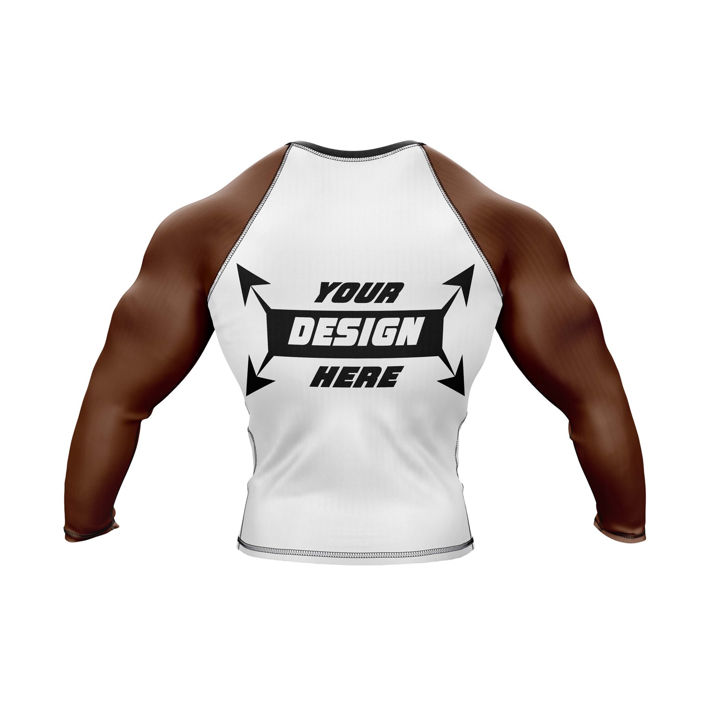 Rash Guard BJJ, weißer Body mit schwarzen Ärmeln für Männer, Grappling und Yoga