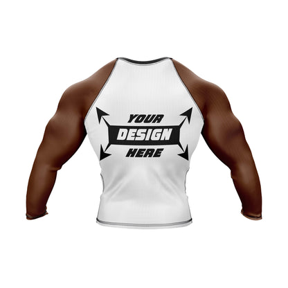 Rash Guard BJJ, weißer Body mit schwarzen Ärmeln für Männer, Grappling und Yoga