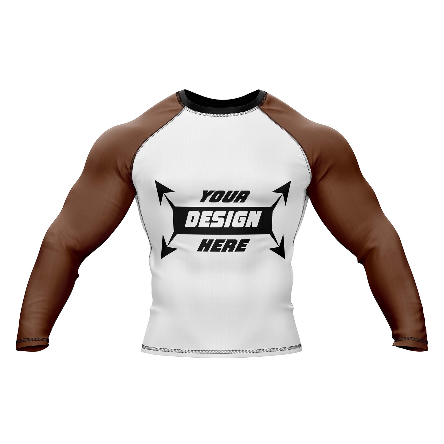 Rash Guard BJJ, weißer Body mit schwarzen Ärmeln für Männer, Grappling und Yoga