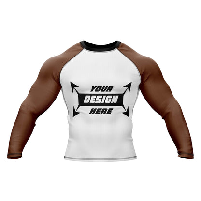 Rash Guard BJJ, weißer Body mit schwarzen Ärmeln für Männer, Grappling und Yoga