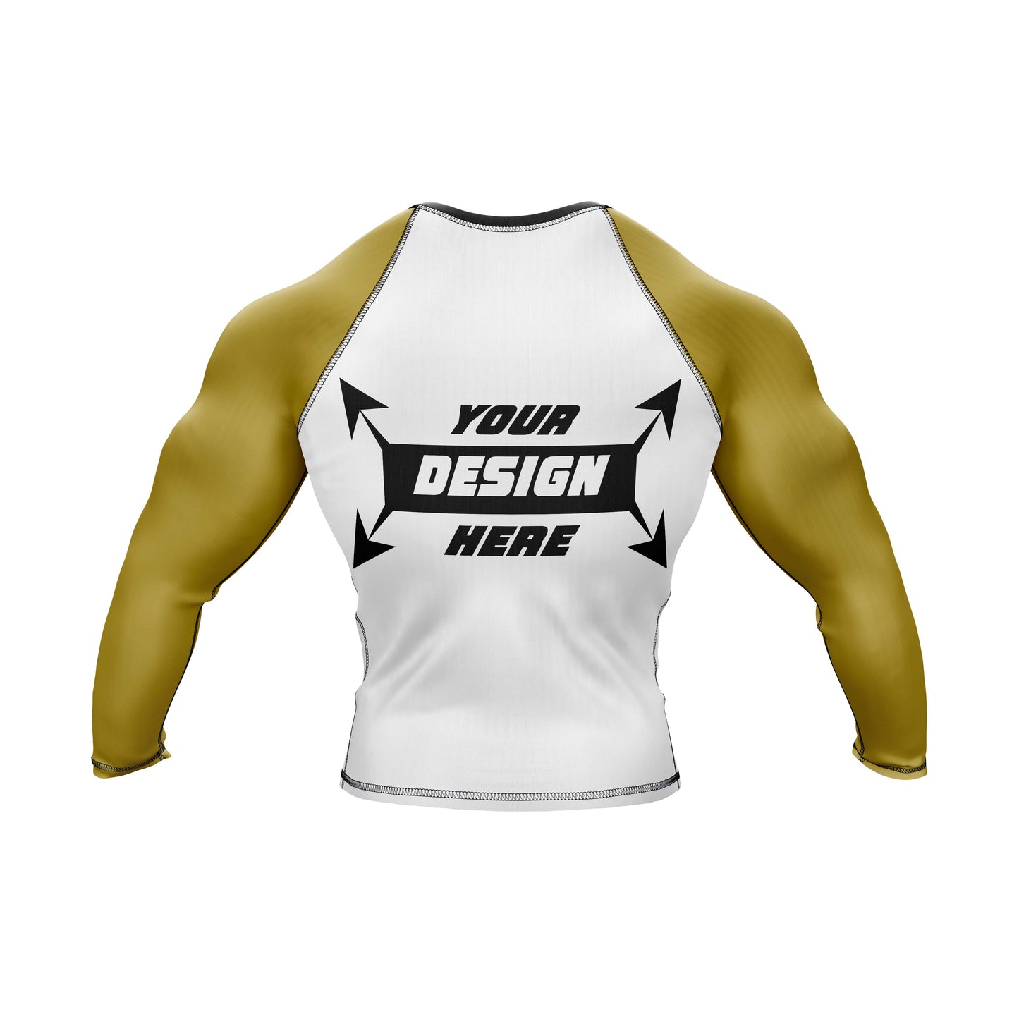 Rash Guard BJJ, weißer Body mit schwarzen Ärmeln für Männer, Grappling und Yoga