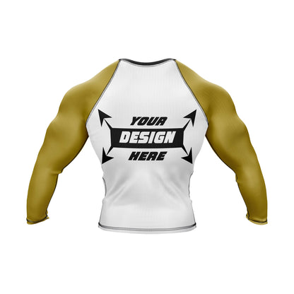 Rash Guard BJJ, weißer Body mit schwarzen Ärmeln für Männer, Grappling und Yoga