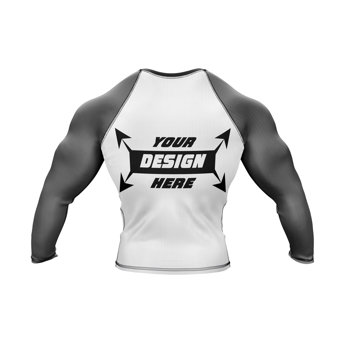 Rash Guard BJJ, weißer Body mit schwarzen Ärmeln für Männer, Grappling und Yoga