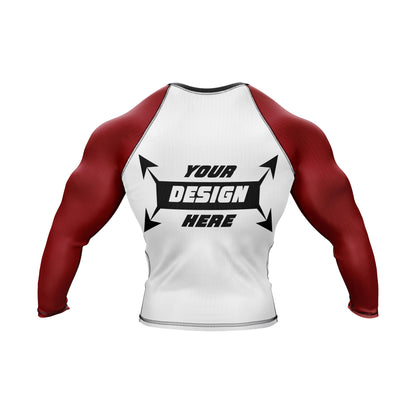 Rash Guard BJJ, weißer Body mit schwarzen Ärmeln für Männer, Grappling und Yoga