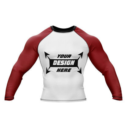 Rash Guard BJJ, weißer Body mit schwarzen Ärmeln für Männer, Grappling und Yoga