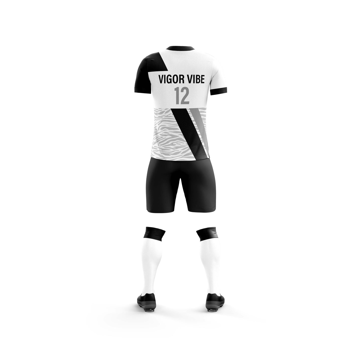 Vigor Vibe Black & White Soccer Uniform | Personalized designs for your Team (Soccer-002)