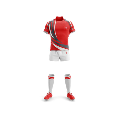 Vigor Vibe Rugby Team Uniform Red & White Design Customize