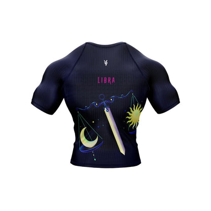 Libra Zodiac Sign The Scales Navy Blue Premium BJJ Rash Guard For Men