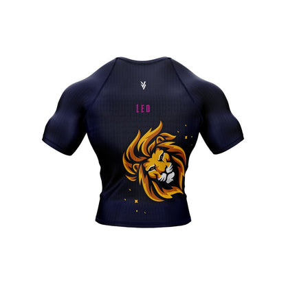 Leo Zodiac Sign The Lion Marineblauw Premium BJJ Rash Guard voor heren