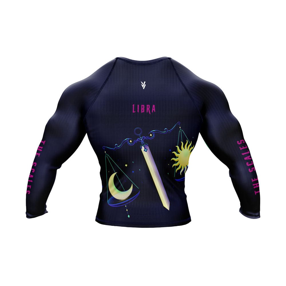 Libra Zodiac Sign The Scales Navy Blue Premium BJJ Rash Guard For Men