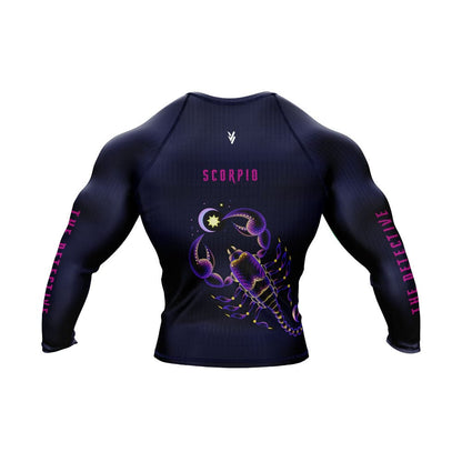 Scorpio Zodiac Sign The Detective Navy Blue Premium BJJ Rash Guard For Men