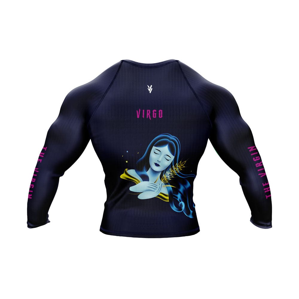 Maagd sterrenbeeld de maagdelijke marineblauwe premium BJJ Rash Guard voor heren