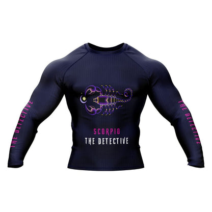 Scorpio Zodiac Sign The Detective Navy Blue Premium BJJ Rash Guard For Men