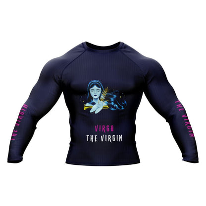 Maagd sterrenbeeld de maagdelijke marineblauwe premium BJJ Rash Guard voor heren