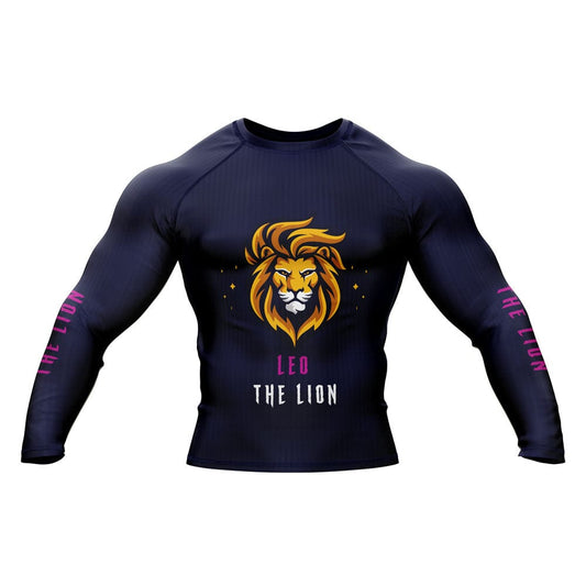 Leo Zodiac Sign The Lion Marineblauw Premium BJJ Rash Guard voor heren