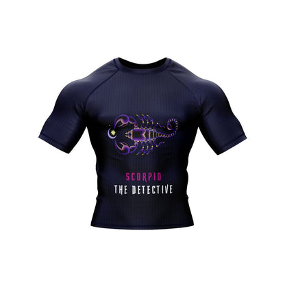 Scorpio Zodiac Sign The Detective Navy Blue Premium BJJ Rash Guard For Men